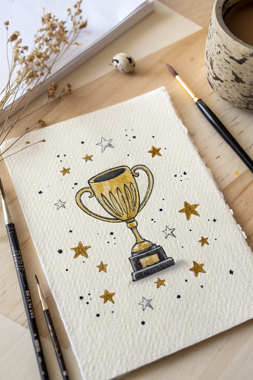 Award the world's best dad with a hand-drawn gold trophy masterpiece he will cherish.
