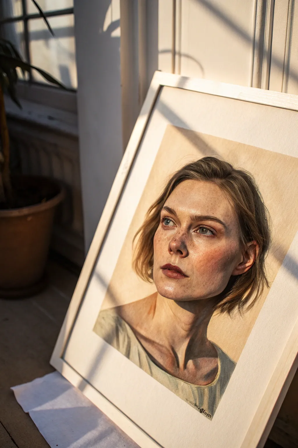 Direct-gaze portrait study: bold light and shadow to celebrate female agency and strength.