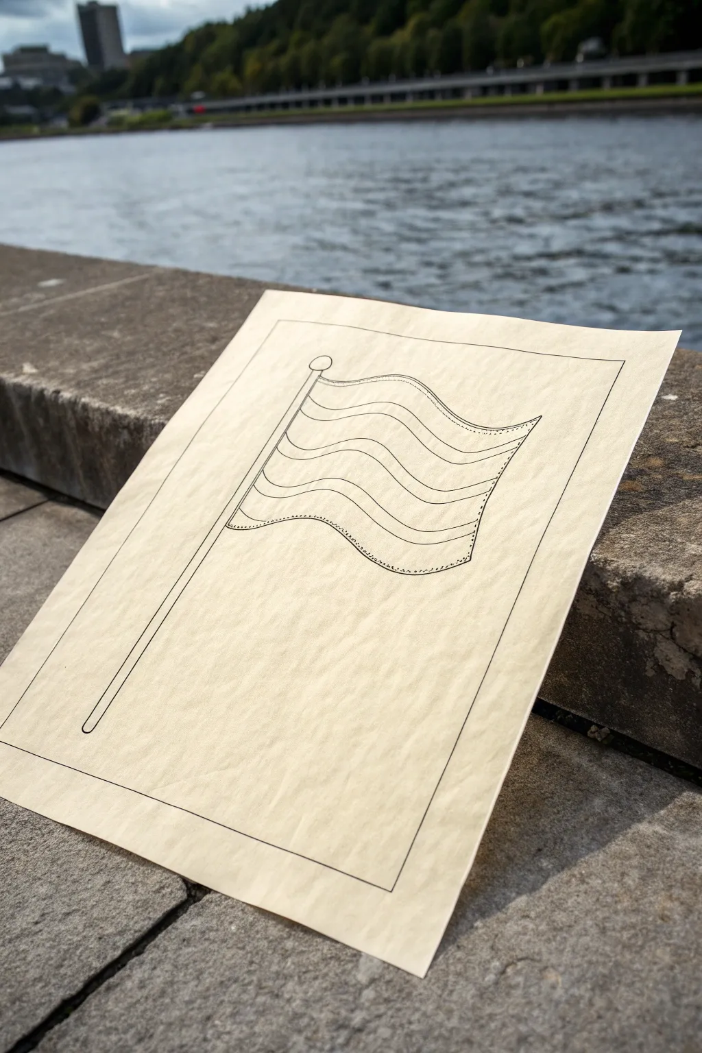 Simple ripple flag outline templates side by side, clean lines for easy beginner customization.