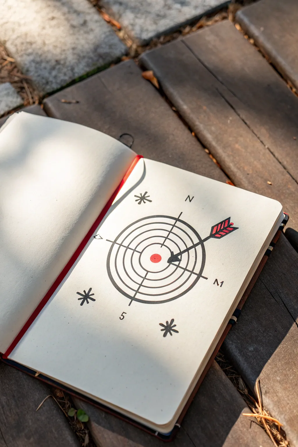 A clean bullseye sketch with an arrow dead center, simple lines and strong contrast for focus.