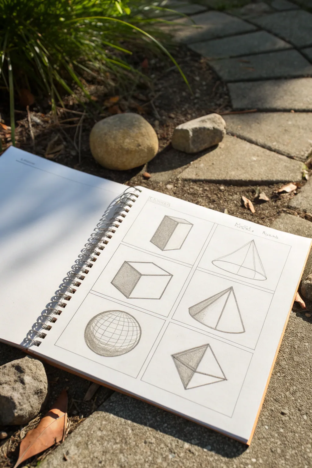 Six essential 3D forms in one clean cheat sheet, outlines plus soft shading for practice.