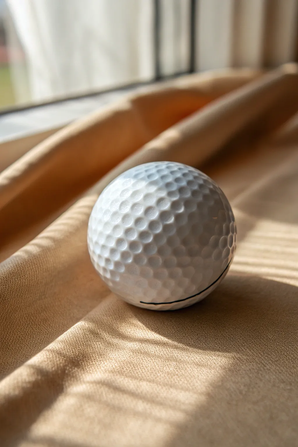 Minimal golf ball sketch inspo: one bold equator stripe plus a fine accent line