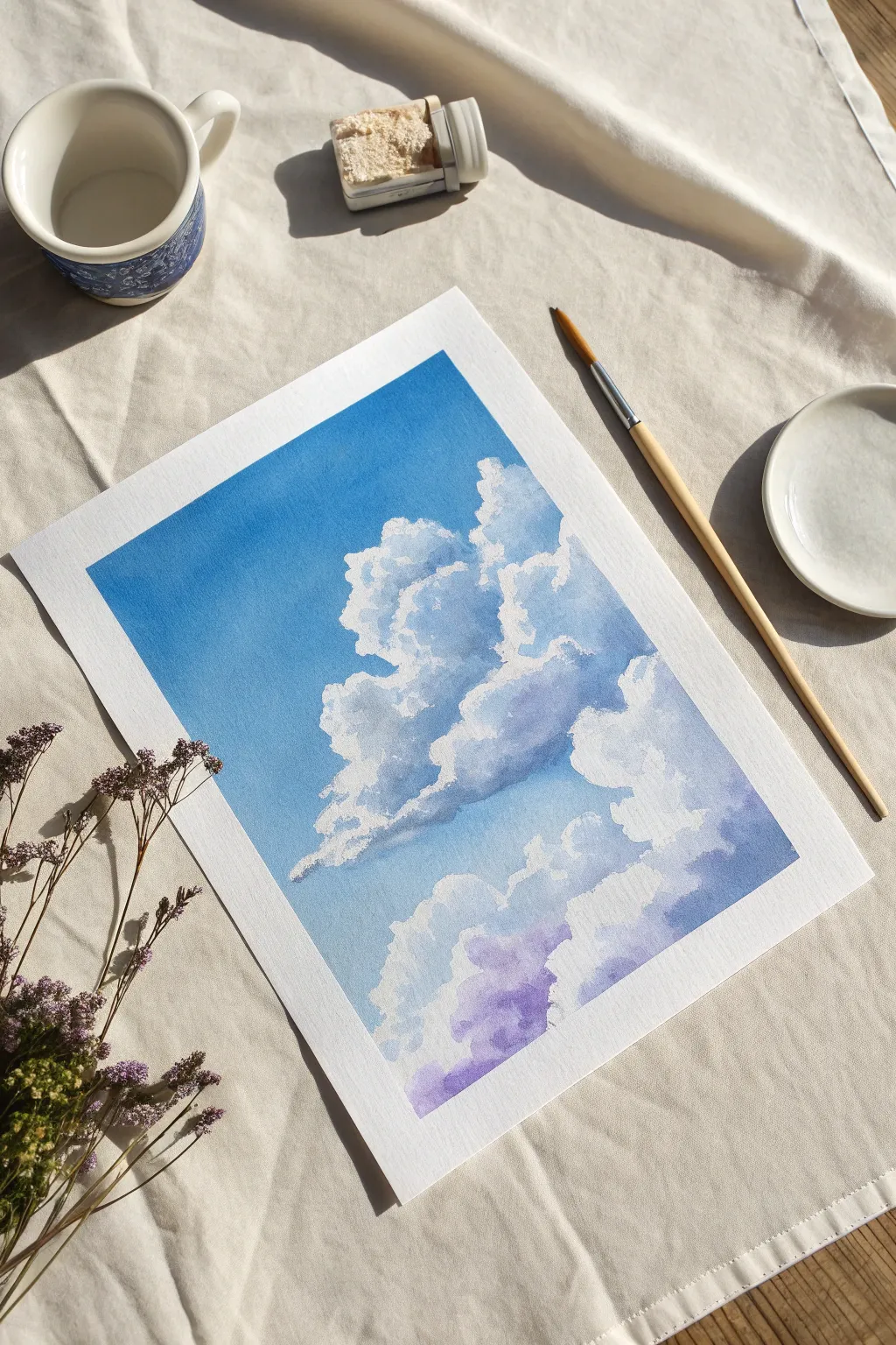 Capture the dreamy texture of the sky with these creamy and opaque gouache cloud painting ideas.