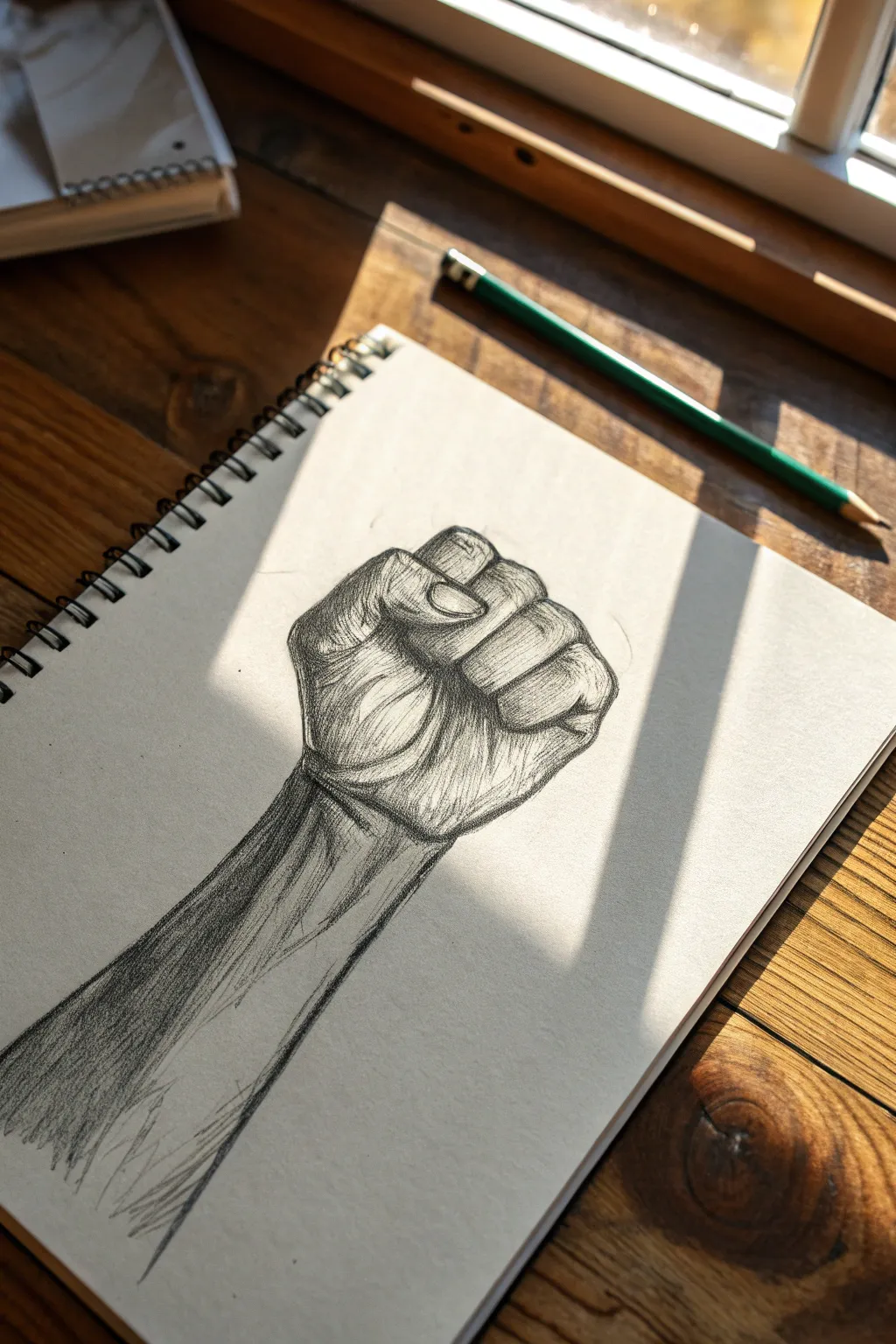 Closed fist study with bold knuckle planes and soft finger shadows for clean, high-contrast depth.