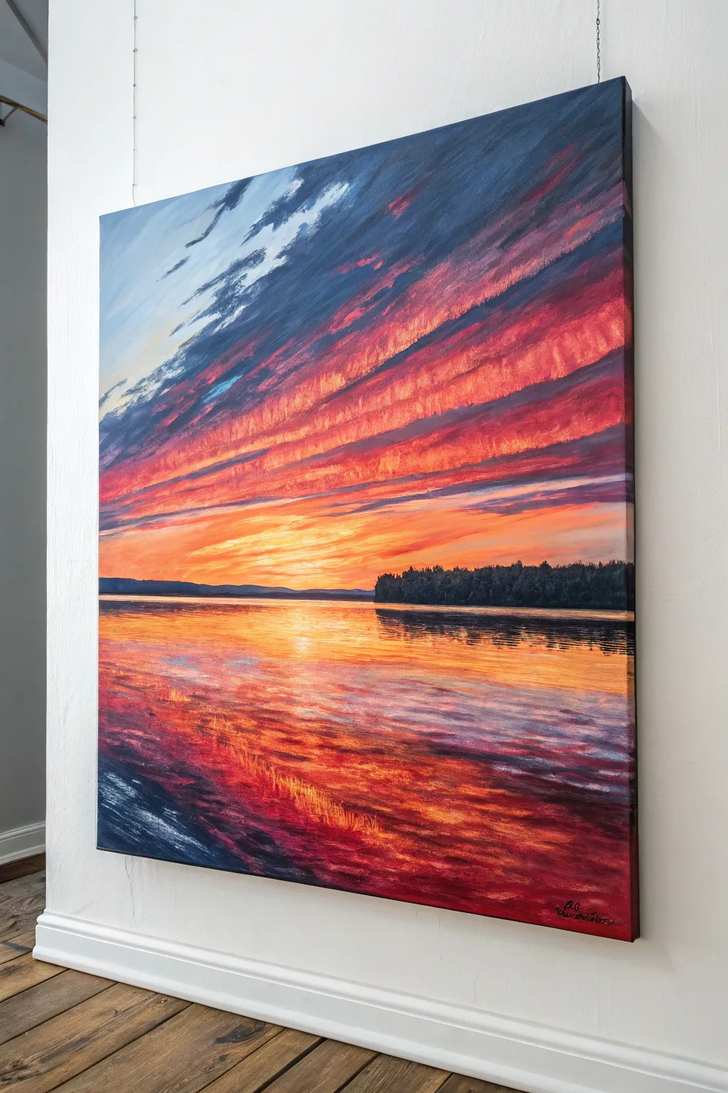 Loose, vibrant sunset reflections in quick strokes, perfect for an impressionist mood.