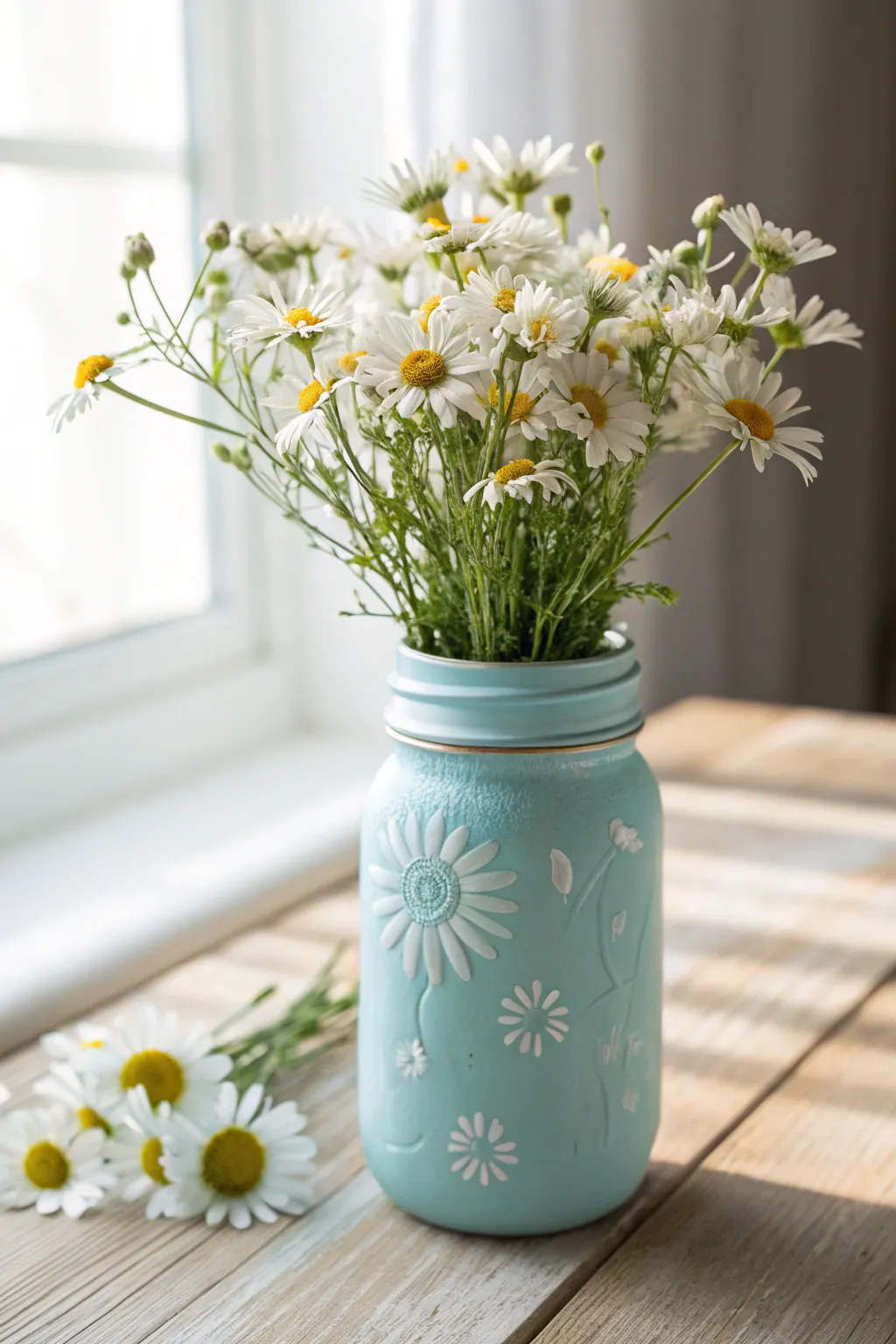 Refresh your space with this dreamy DIY pastel daisy jar pattern. Simple and chic!
