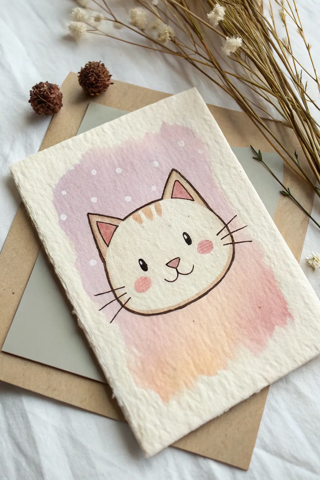 Soft pastel round kitty face painting idea, minimal lines and cozy kawaii charm for beginners