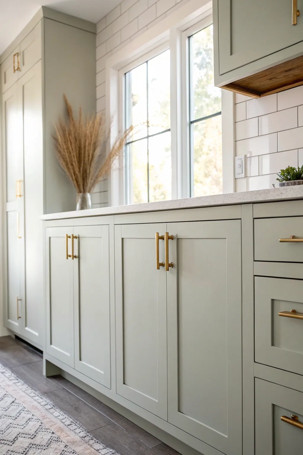 Paint the soffit to match upper cabinets for a seamless built-in look with clean contrast