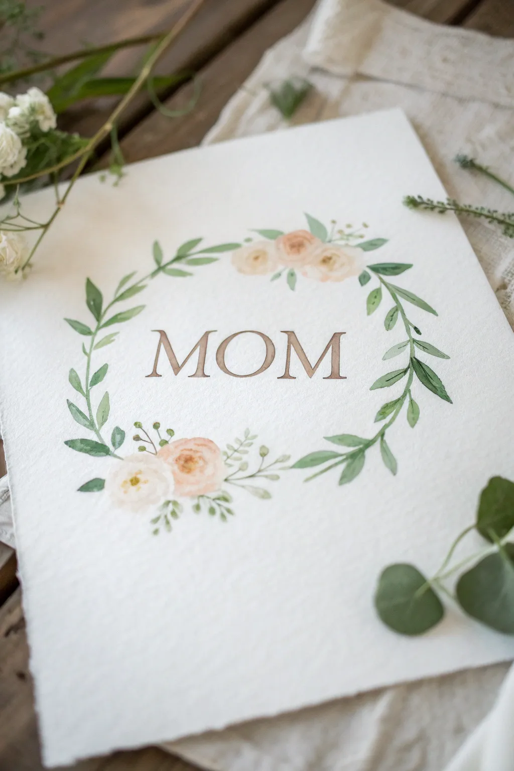 Paint MOM in delicate vines and blooms, a minimalist boho birthday idea for Mom.