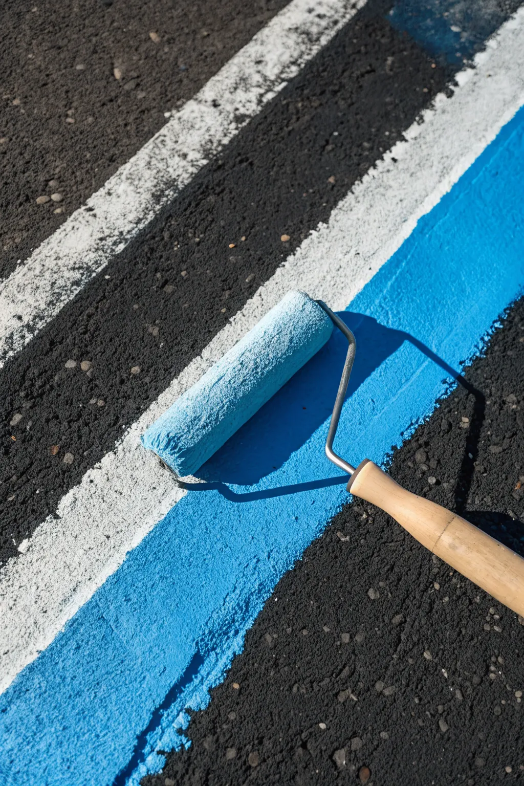Transforming gray asphalt into a stunning canvas starts with a perfect, creamy base coat application.