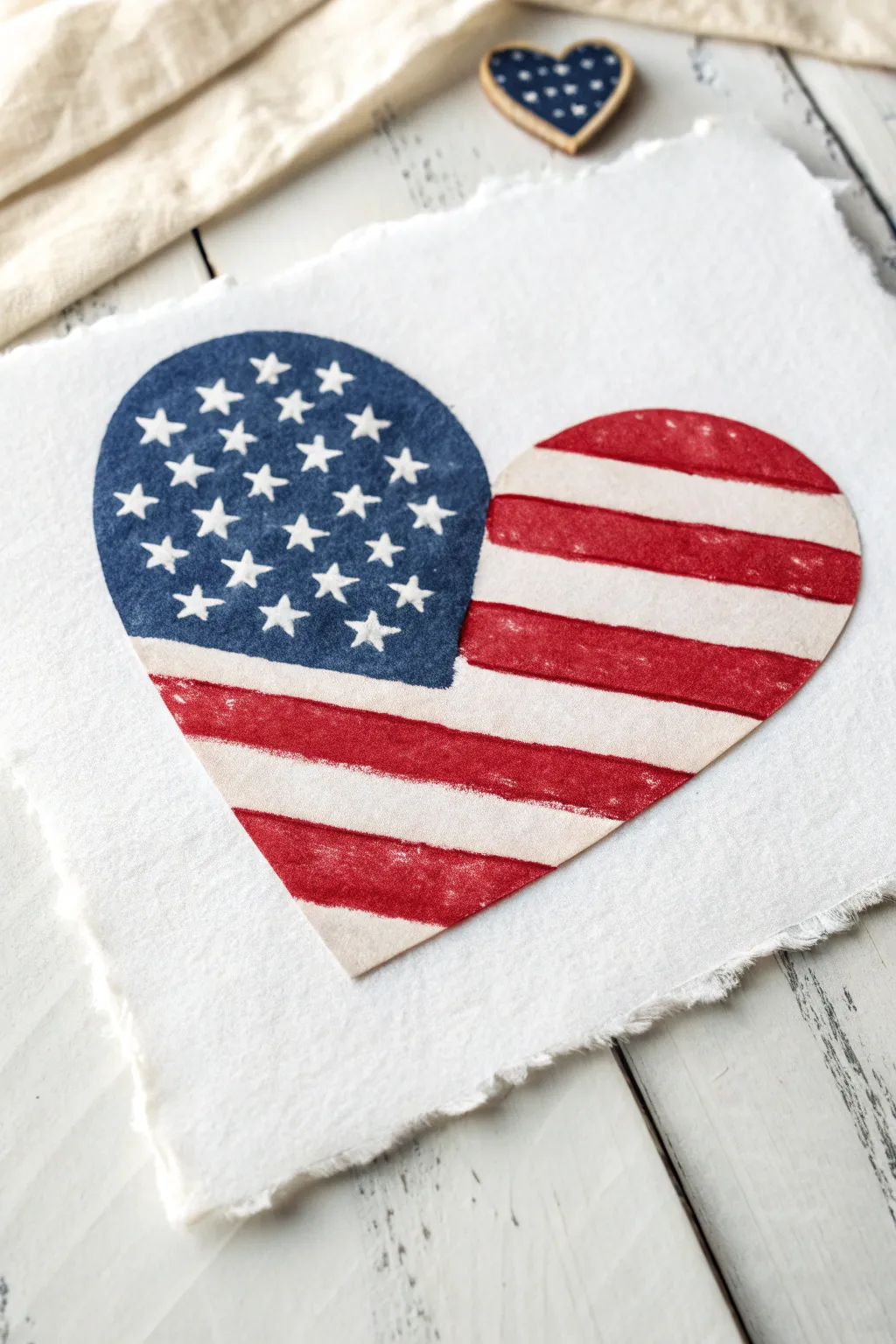 Stars-and-stripes heart painting idea with clean lines, bold contrast, minimalist charm