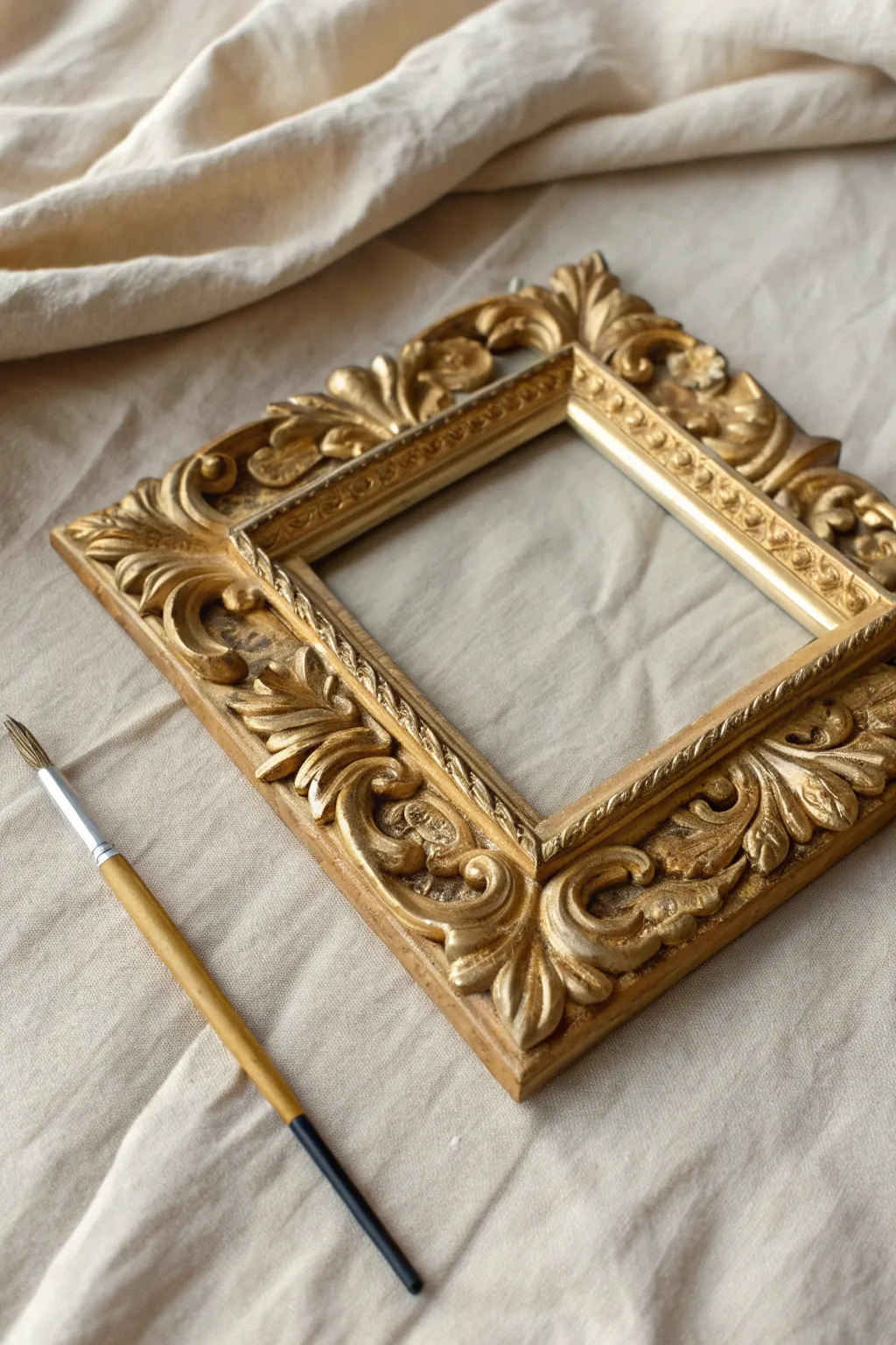 Restore vintage charm by adding a fresh coat of metallic gold paint to ornate frames.