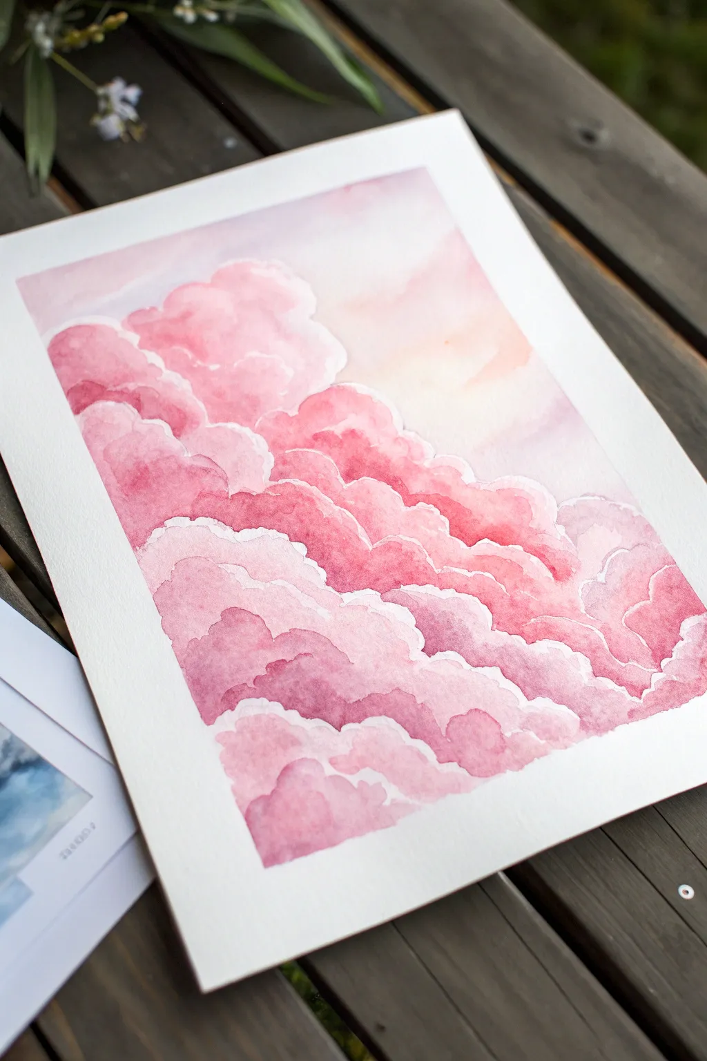 Cotton-candy pink cloud study with soft blends and bright highlights in a minimalist Scandinavian mood