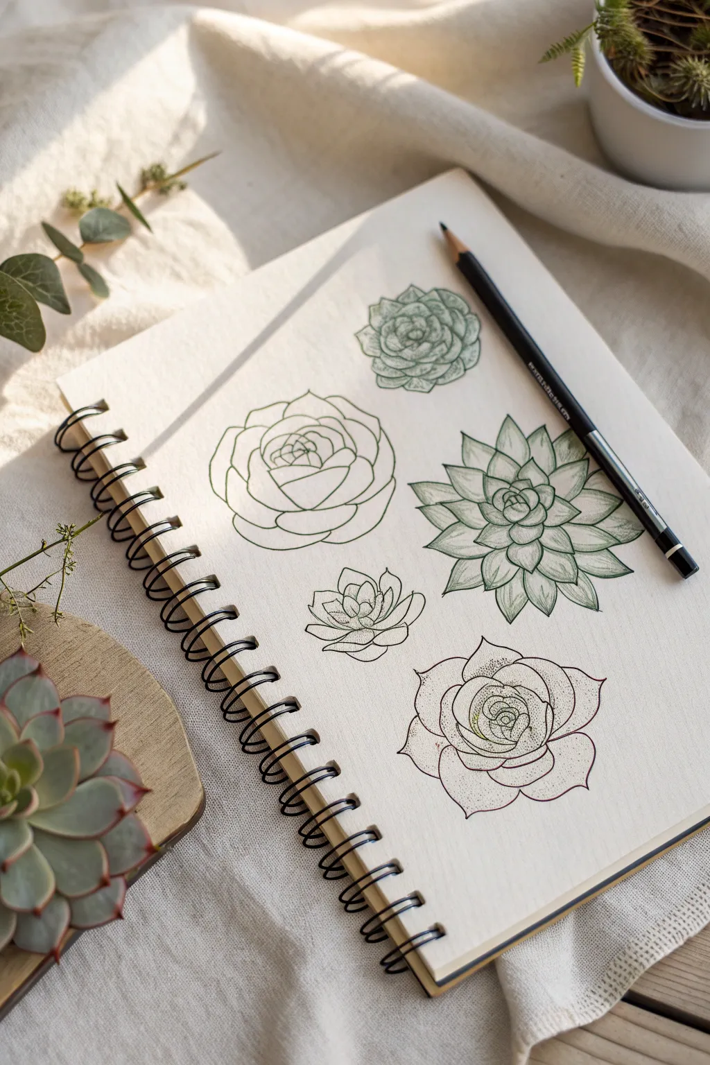 Succulent rosettes made easy: build petals from simple teardrop shapes to a finished doodle.