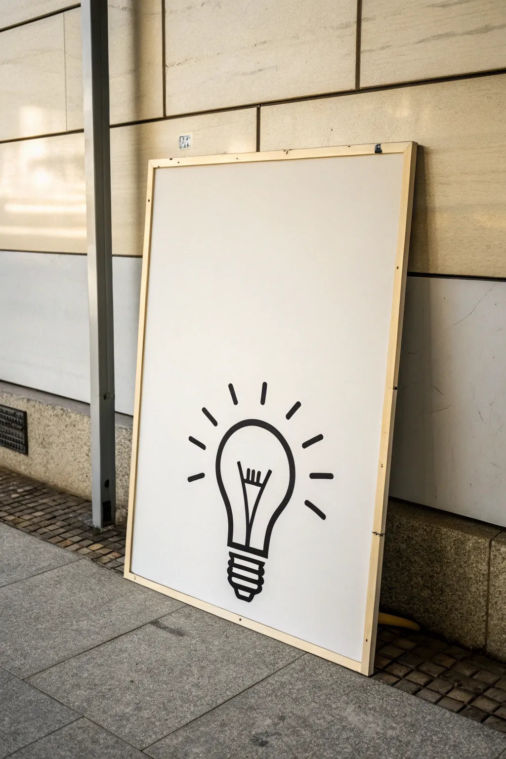 Clean poster board idea: blank big title space plus one bold, thick outlined icon in the center