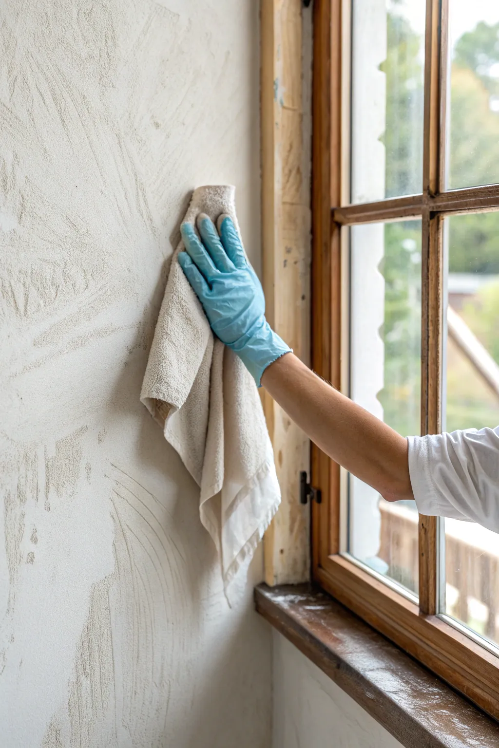 Soft two-tone ragging off reveals a velvety texture, minimalist and warmly handmade.