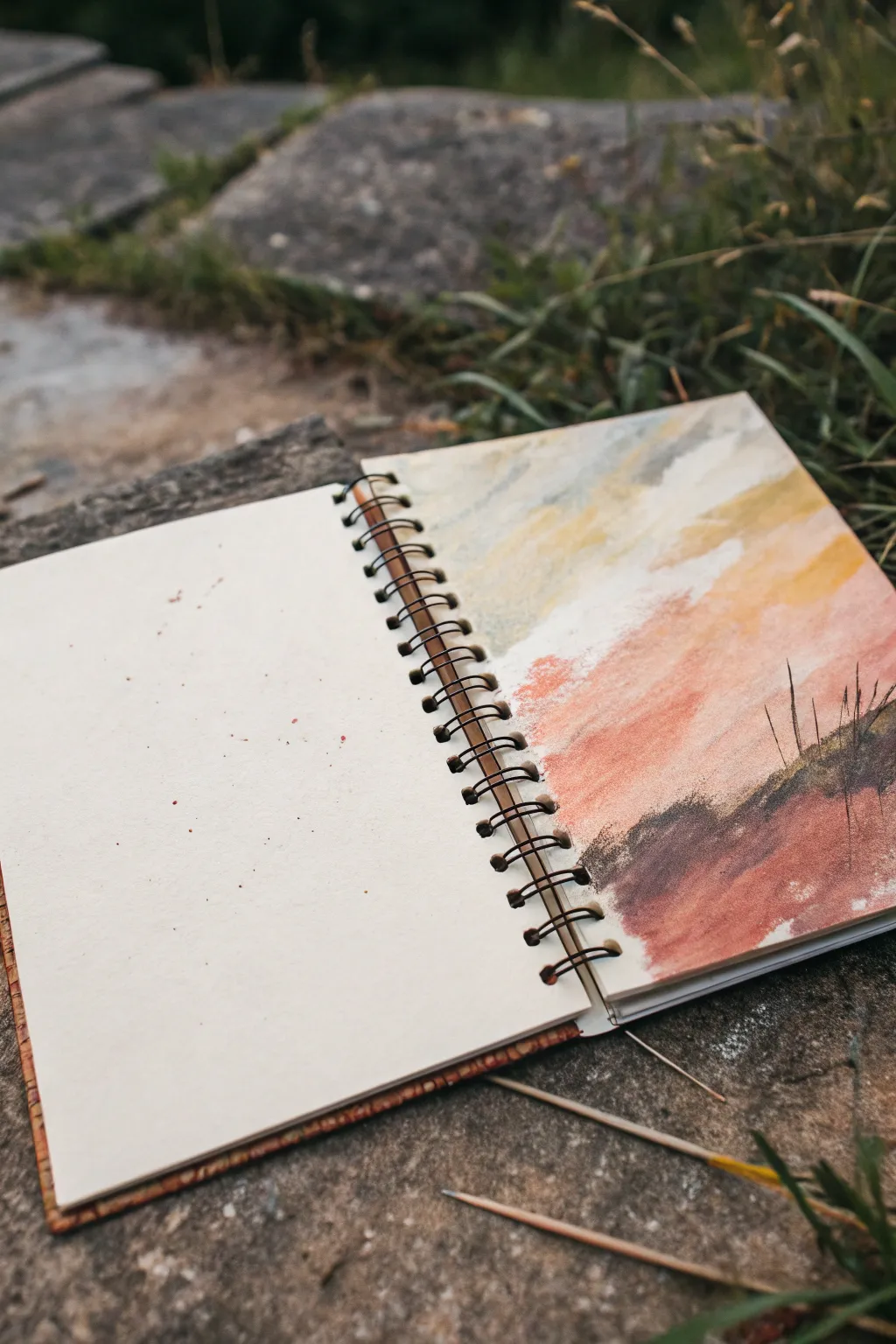 Abstract split-page: jagged chaos on the left, soft calming gradients on the right