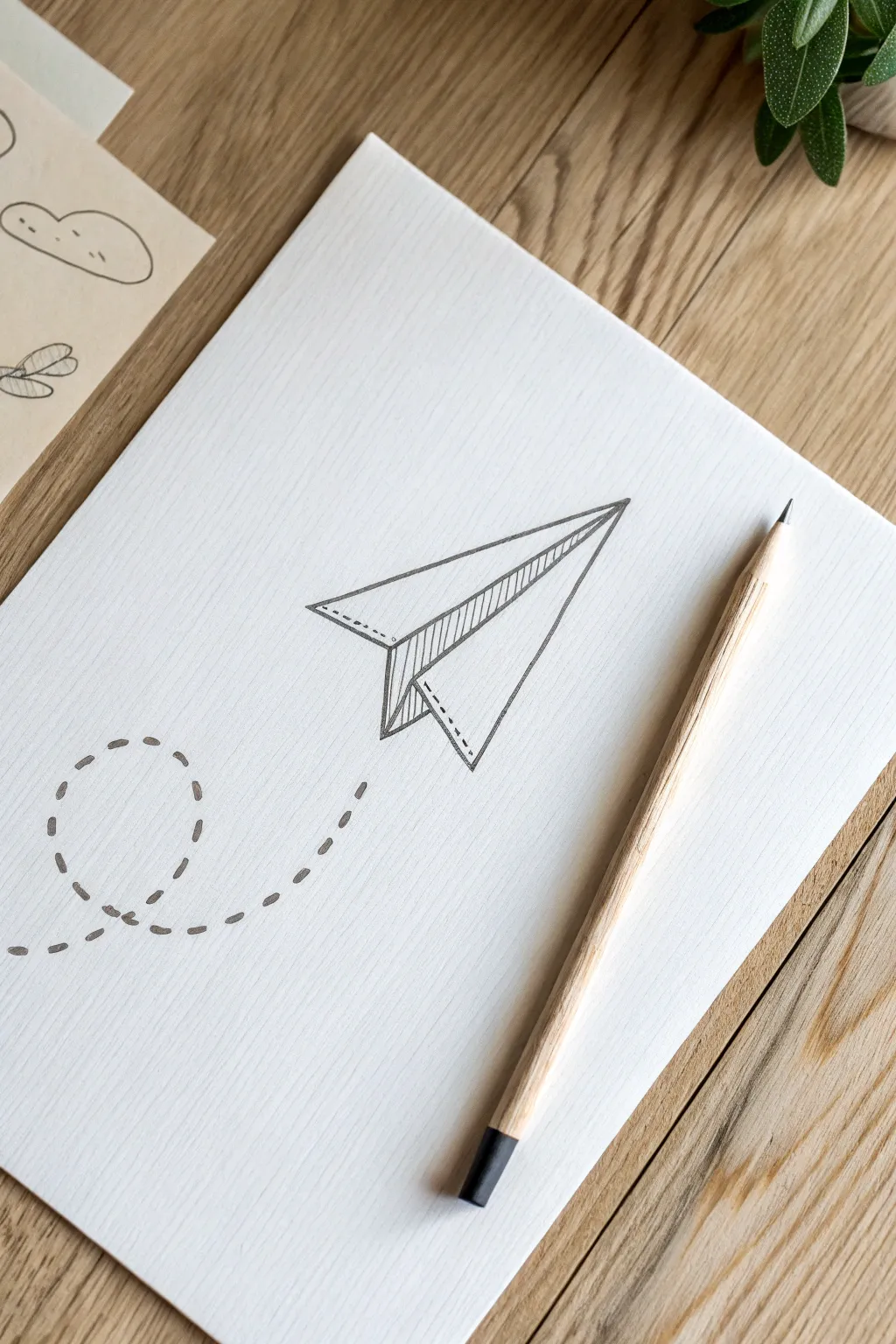 Let your imagination take flight with this simple and whimsical paper airplane sketch idea.