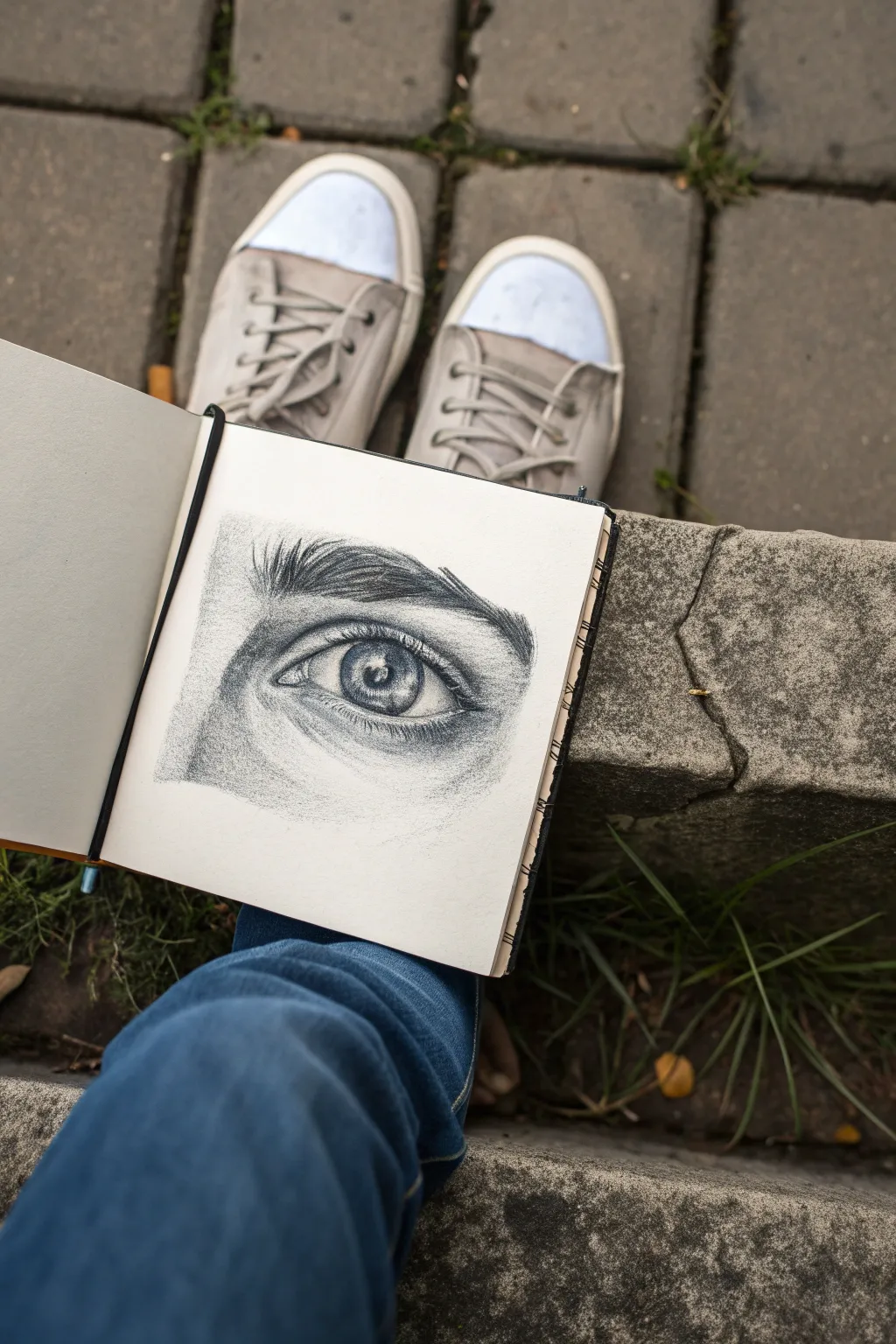 Two graphite eye sketches side by side to capture emotion, texture, and delicate highlights.