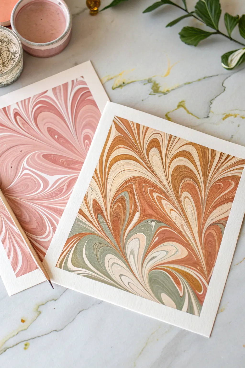 Circle vs square spin art reveals striking edge patterns in a clean minimalist studio flat lay