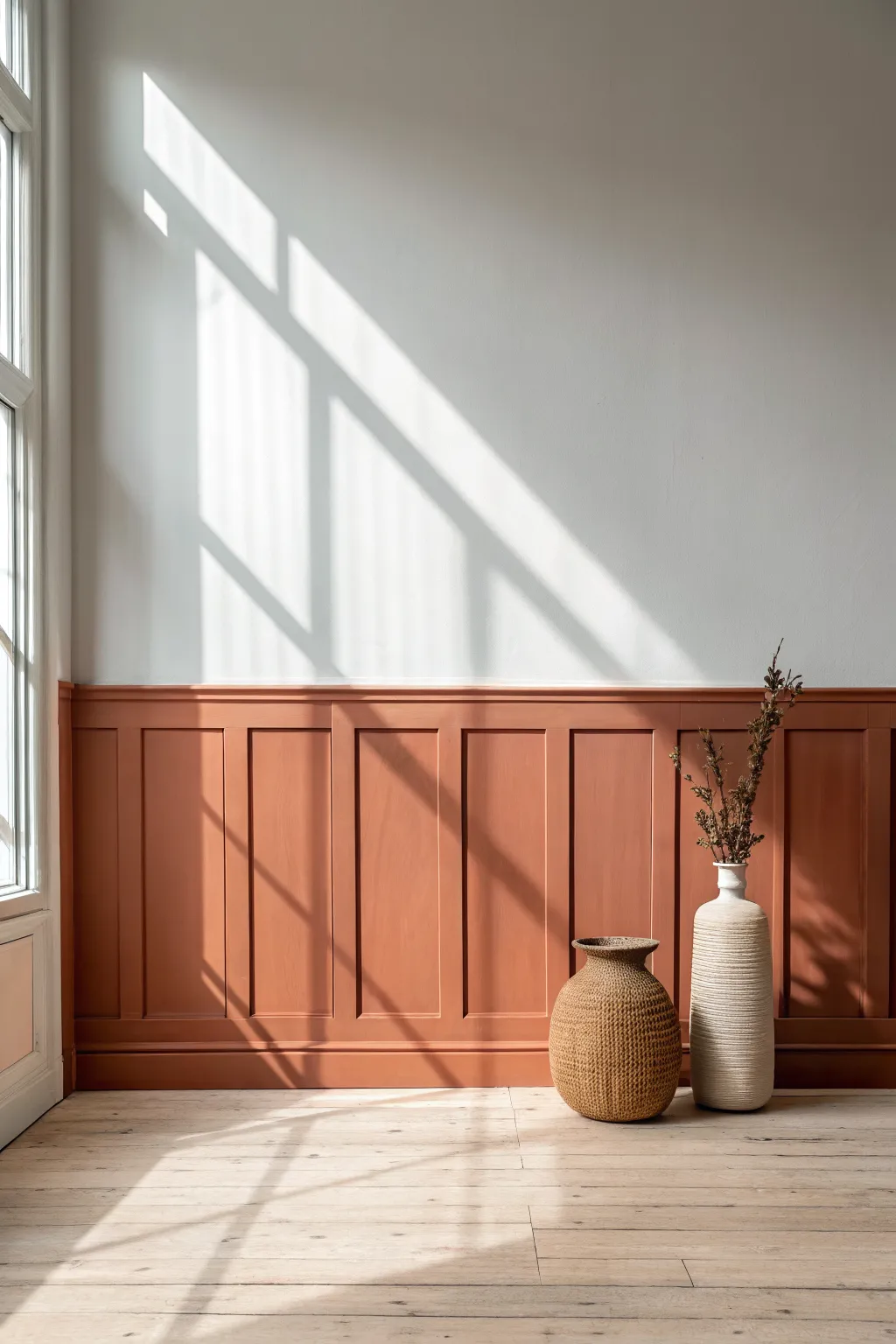 Bottom third color block creates easy faux wainscoting and adds grounded, modern contrast
