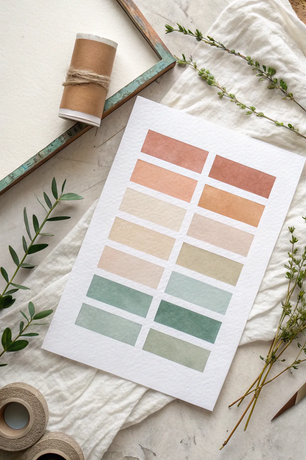 Crisp tape stripes reveal clean color blocks in warm and cool tones for modern tape art.