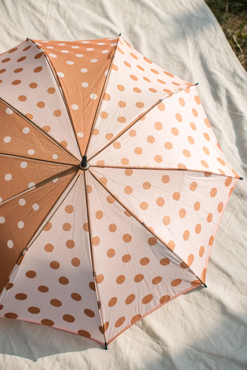 Simple polka dot umbrella painting inspiration with satisfying spacing and bold, clean contrast.