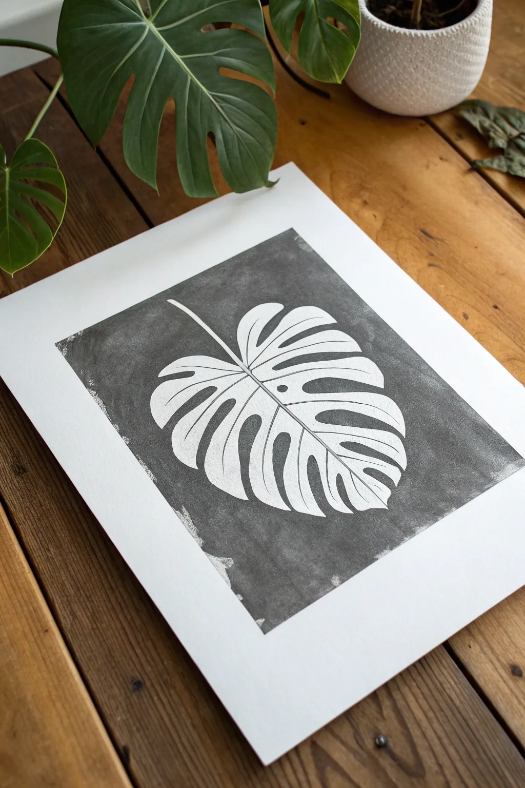 Let a clean white silhouette shine against a moody cross hatched gradient background.