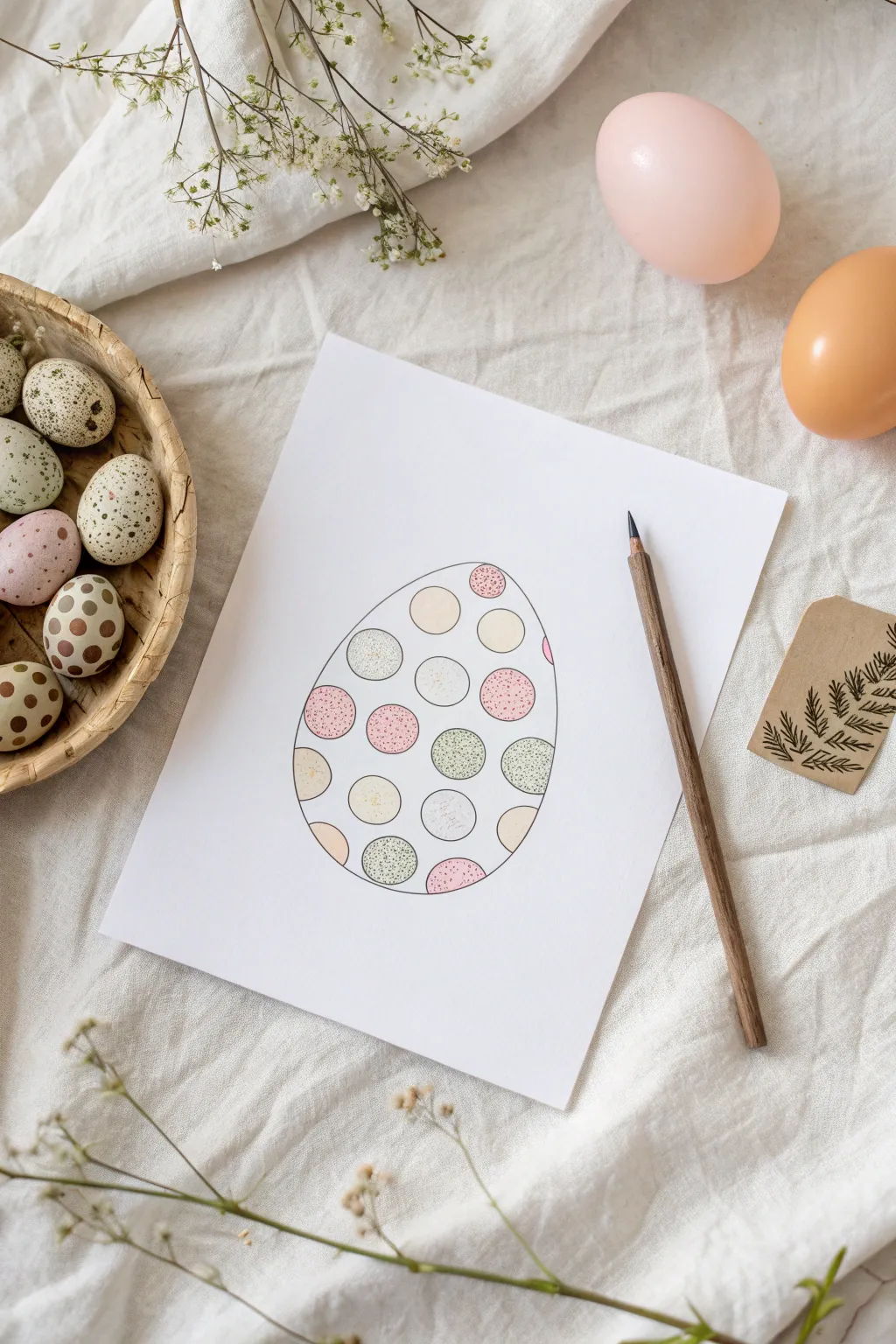 Balloon-printed Easter egg dots: a toddler-friendly stamping idea with airy, minimalist charm