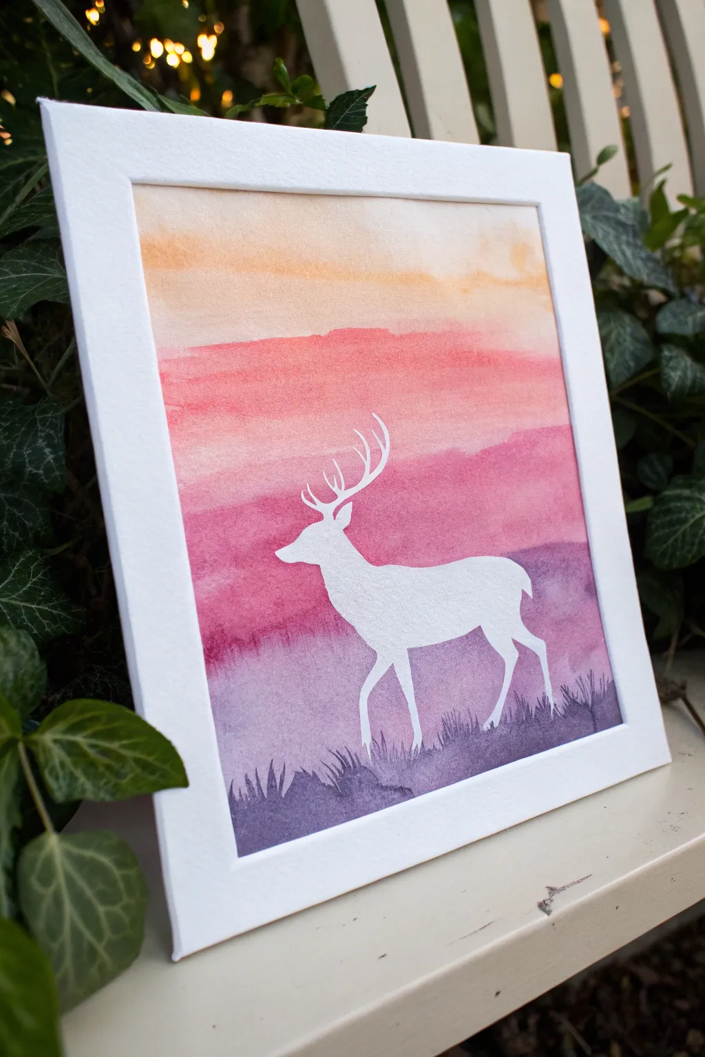 Minimal ombre gradient with crisp negative-space silhouette for a serene modern boho vibe.