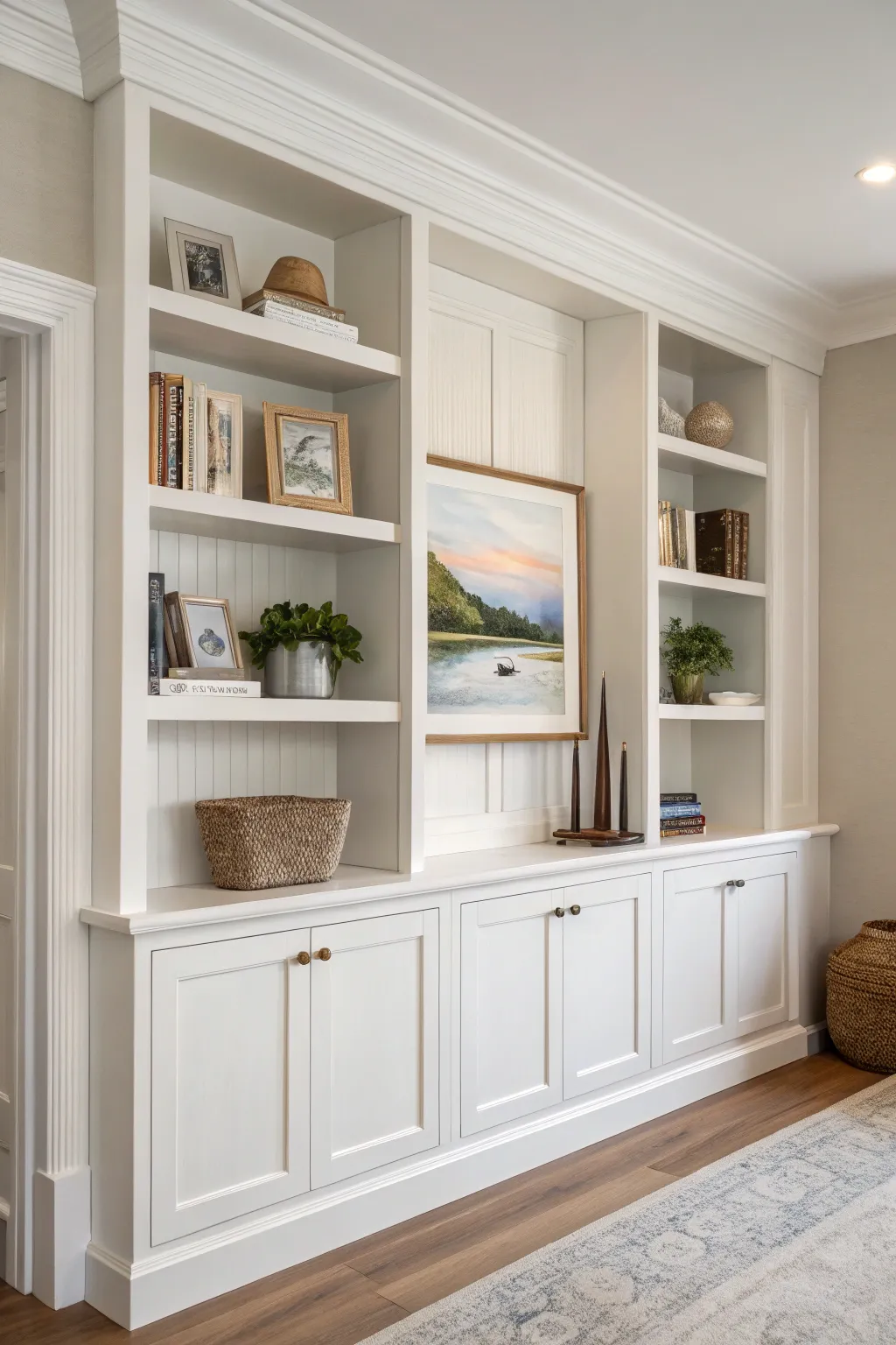 Discover a secret mini landscape painted inside one shelf for a subtle, dreamy surprise.