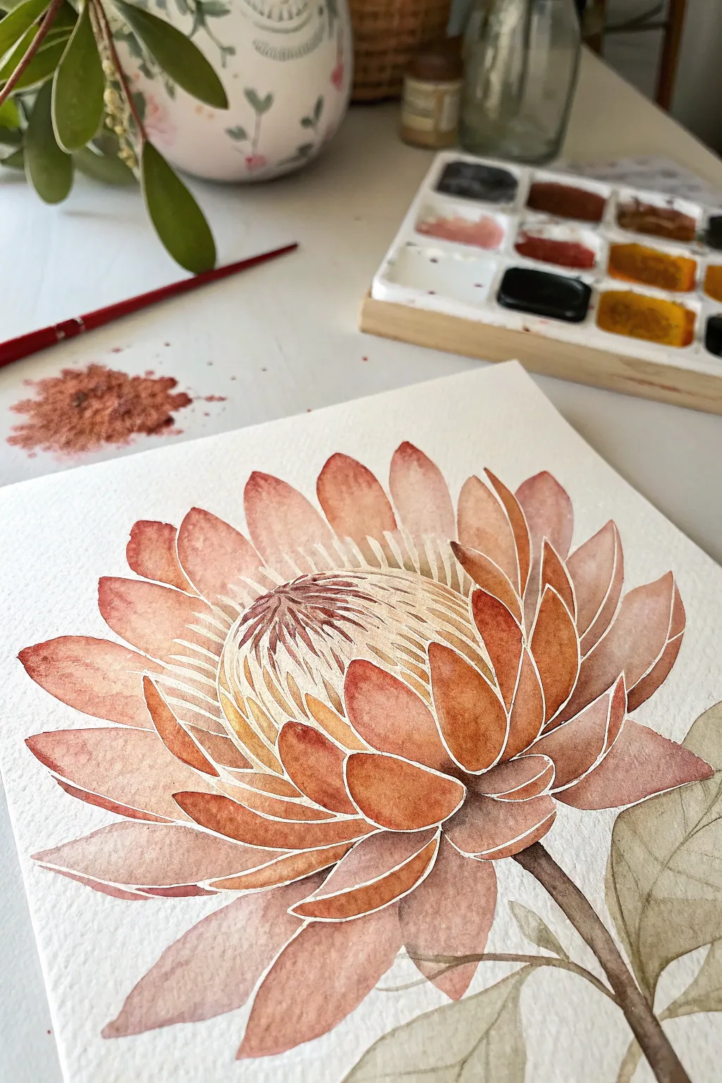 Abstract oversized single bloom: bold petals, soft center, and minimal strokes with modern contrast