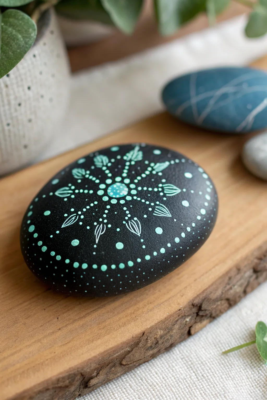 Glow in the dark constellation stone, minimal Nordic styling with a soft boho night sky mood