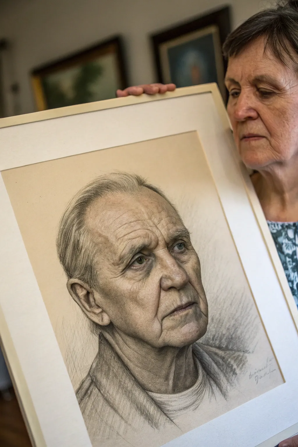 Study aged skin with soft midtones, capturing wrinkles and pores in a serene portrait close-up.