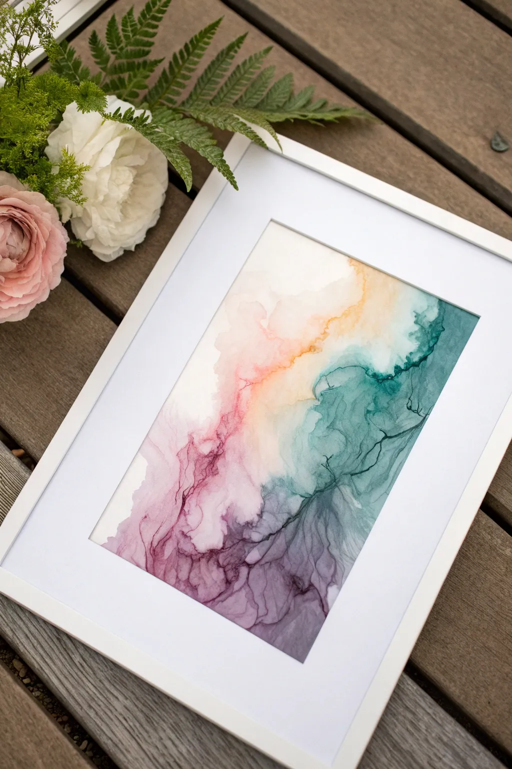 Airy smoky alcohol ink wisps on bright white paper, capturing gentle flow and minimalist boho calm