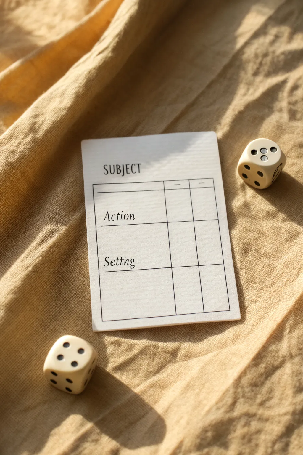 A simple dice roll prompt table to spark art ideas, with circled numbers and a tiny starting doodle.