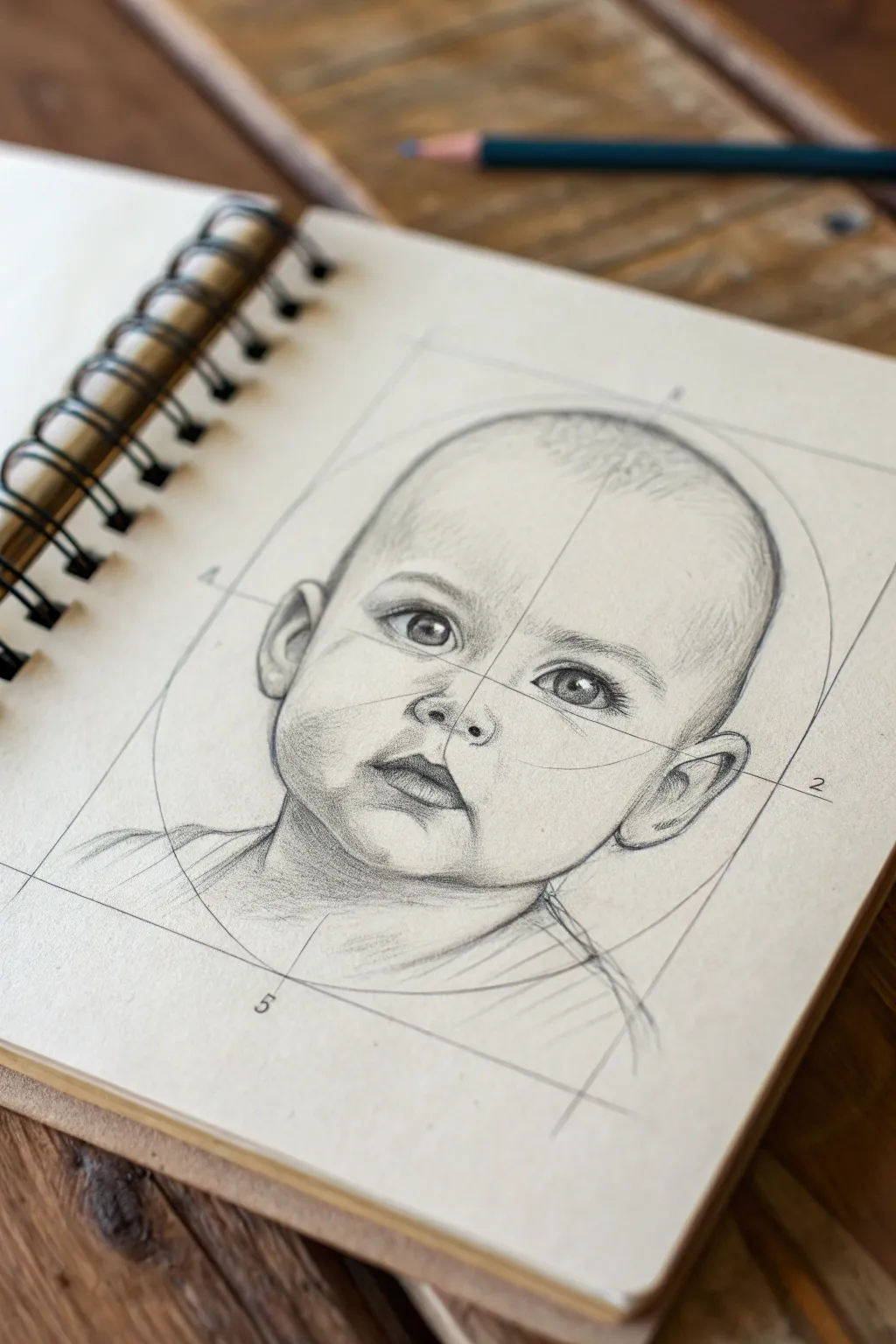 Quick baby head proportions study: simple guidelines for eyes, nose, and mouth placement.