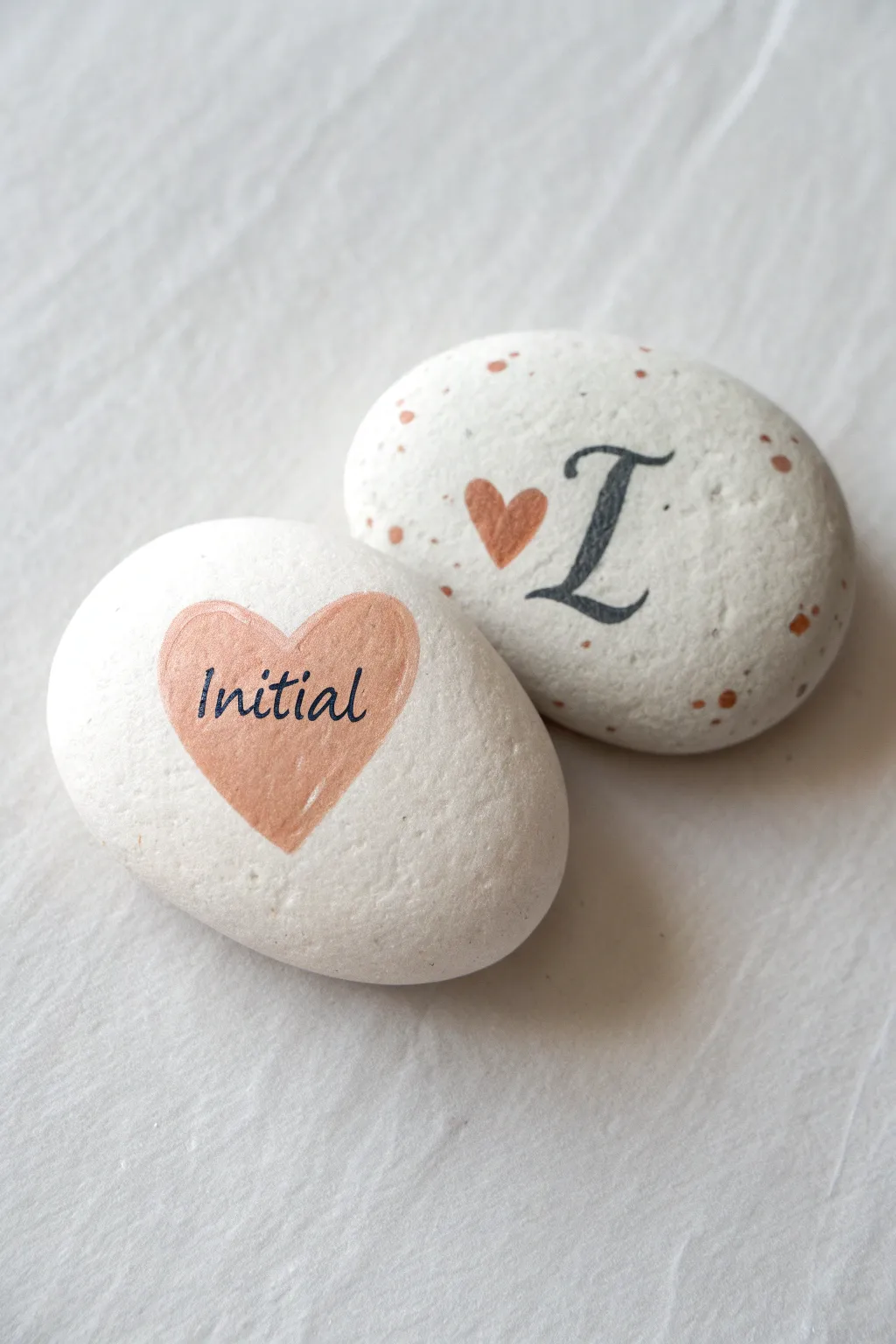 Simple best friend rocks with matching initials and a shared heart, minimal and gift-ready.