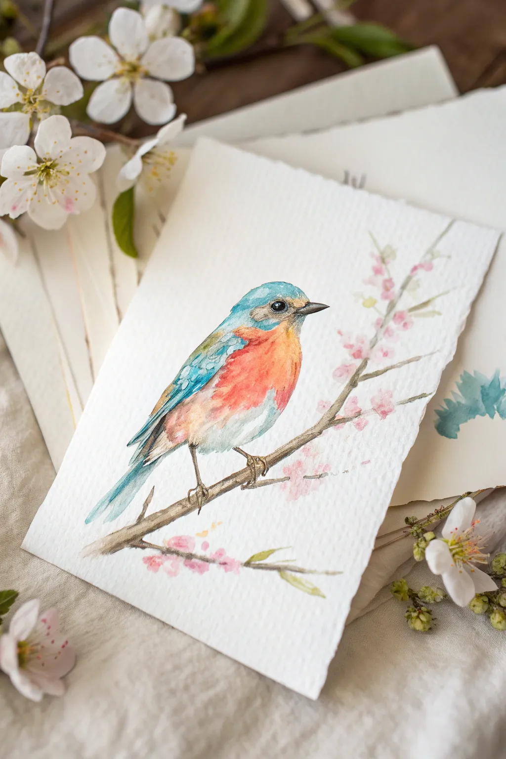 Vibrant watercolor bird on a dreamy single-wash background for an easy, modern study