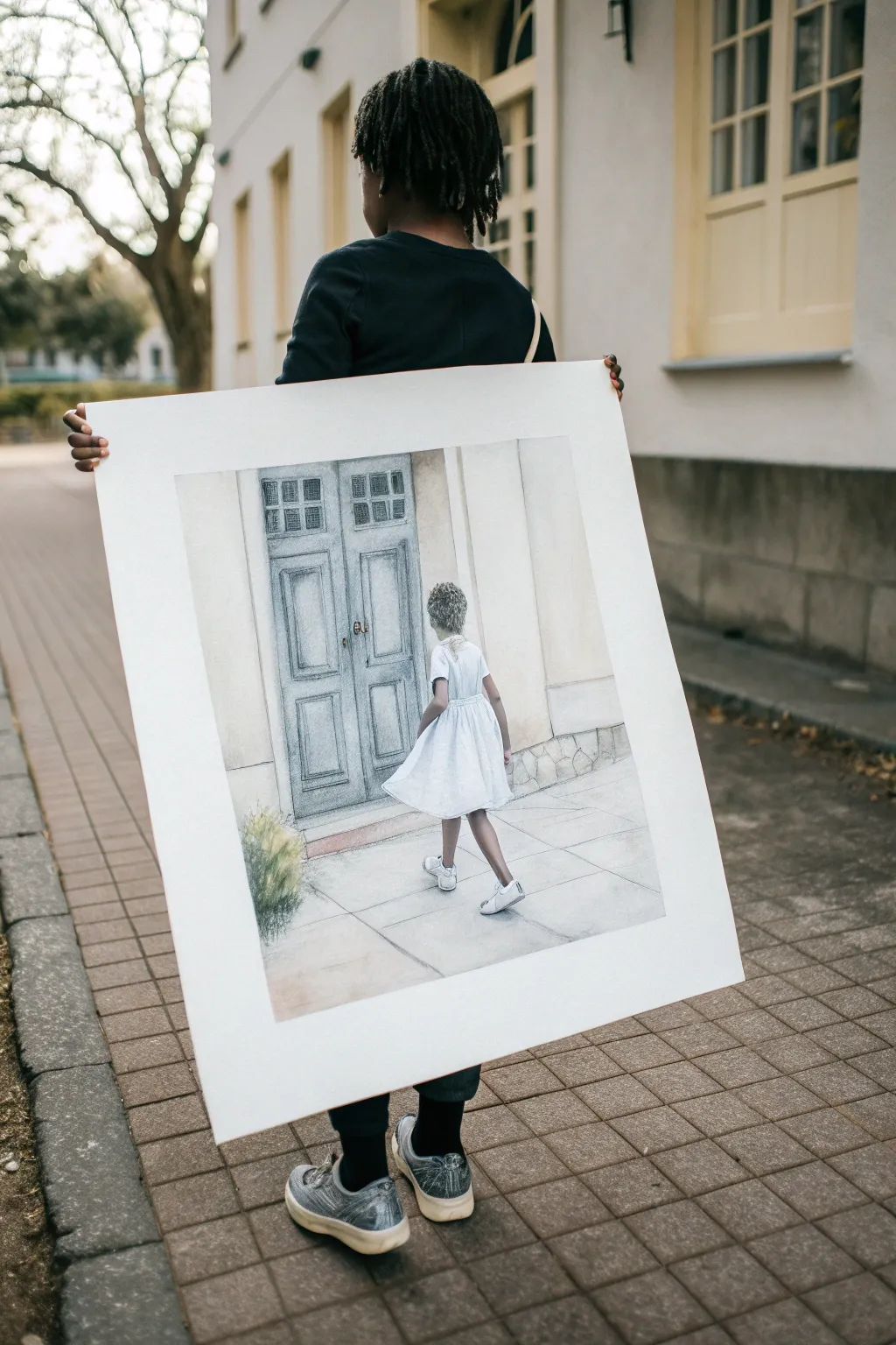 Quiet courage in simple lines: a Ruby Bridges-inspired school walk drawing idea.