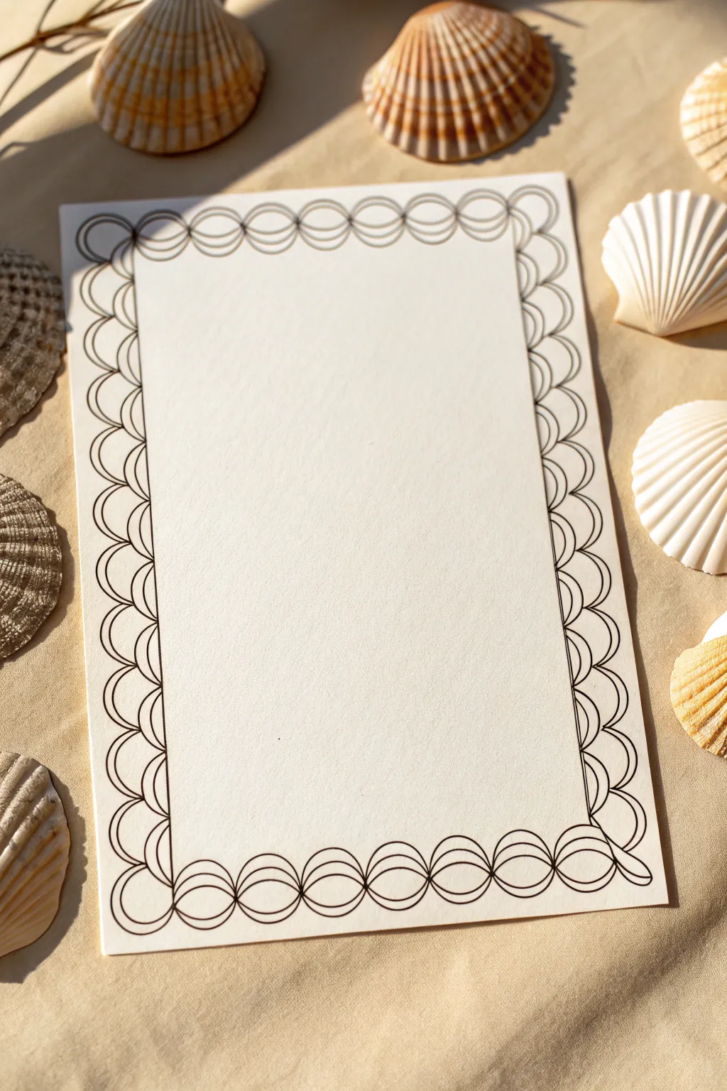 Sweet scalloped border frame with a few shaded scallops for a tidy, cute stationery look