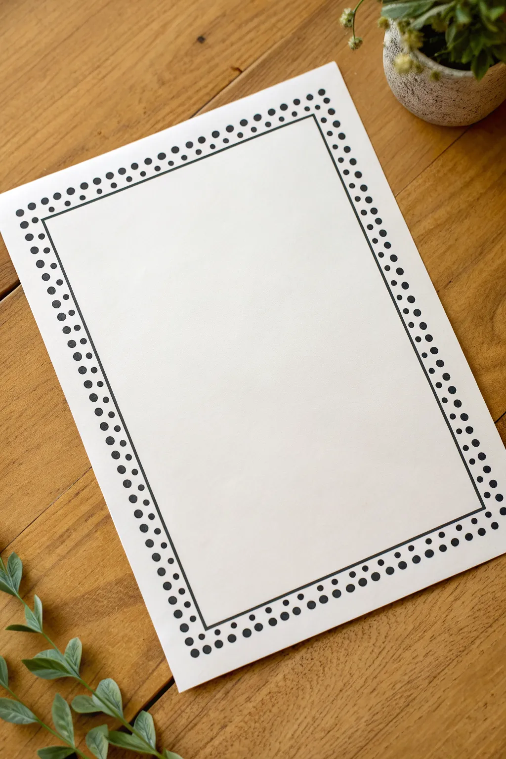 Dotted hand-drawn border idea: simple, friendly dots framing a clean blank poster