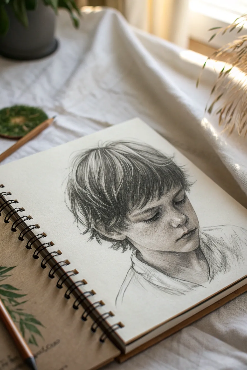 Messy layered boy hair sketch with forehead strands and flyaways for easy drawing reference