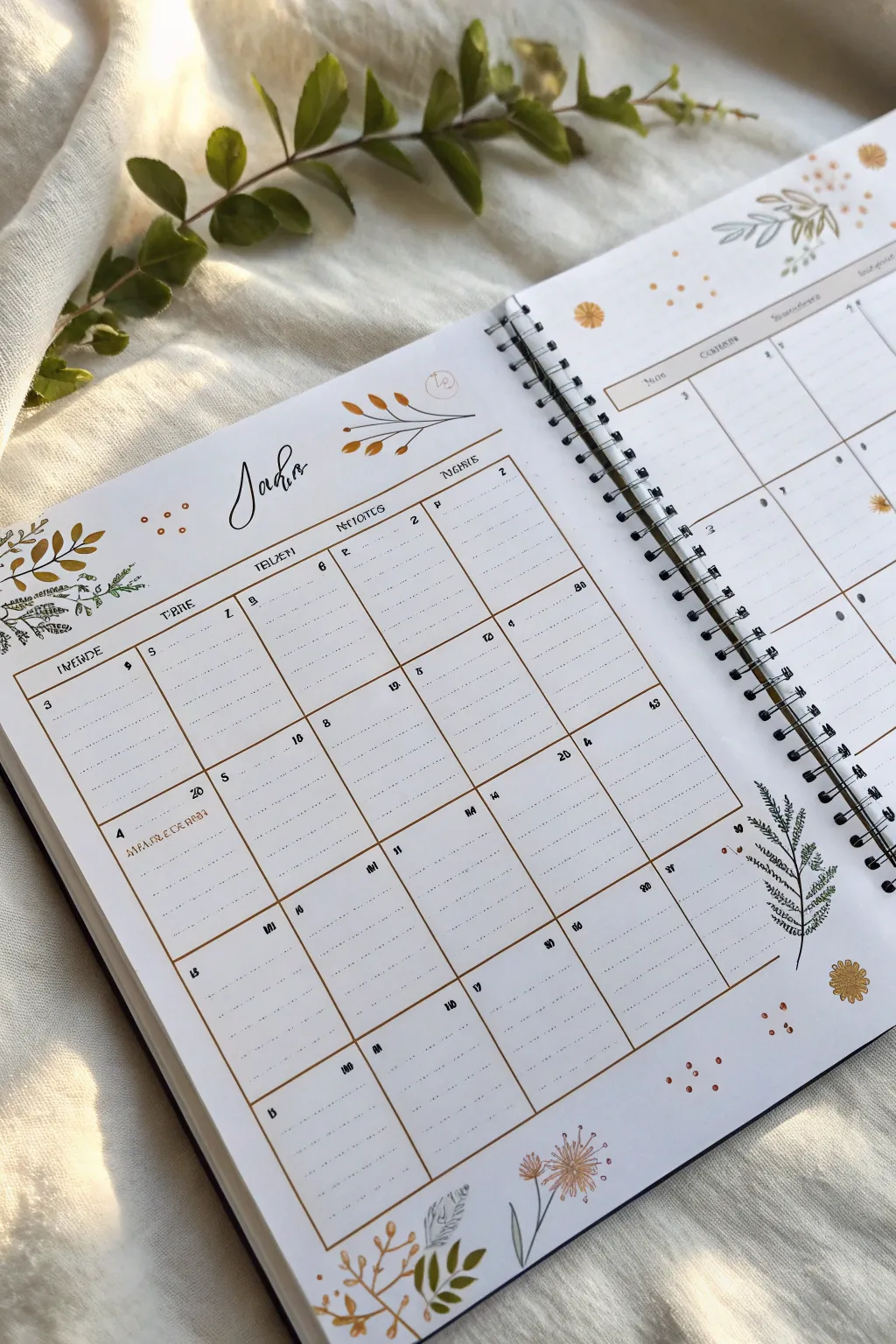 Minimalist corner doodles for every season, keeping your calendar grid clean and readable
