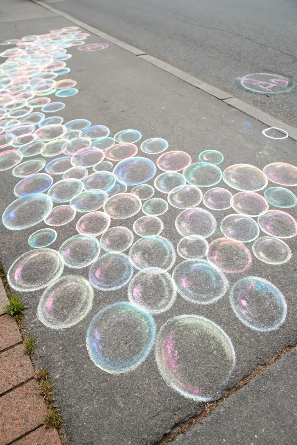 Giant pastel chalk bubbles with crisp white highlights for an airy, high-contrast effect
