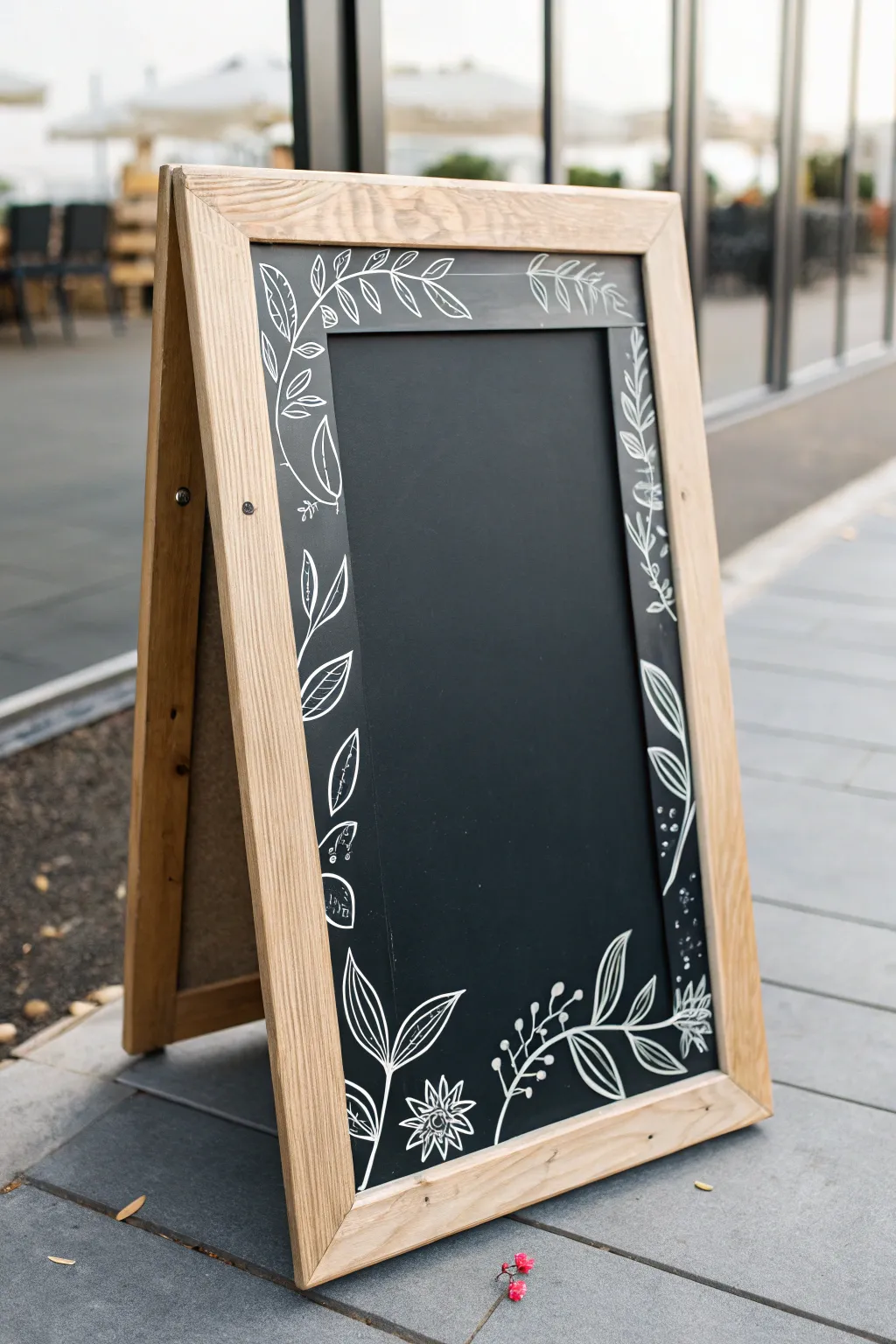 Minimal chalkboard with delicate seasonal doodles, ready for your own greeting design.