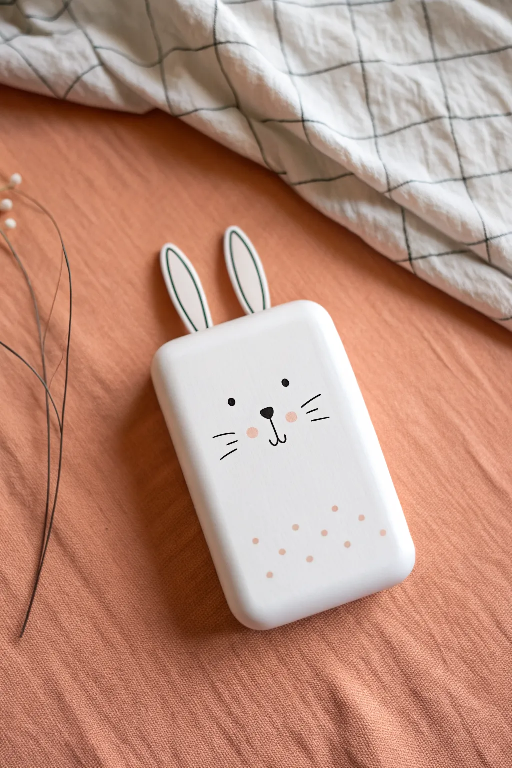 Turn a plain charger into a blushing bunny with simple paint-pen lines and soft pink cheeks doodles