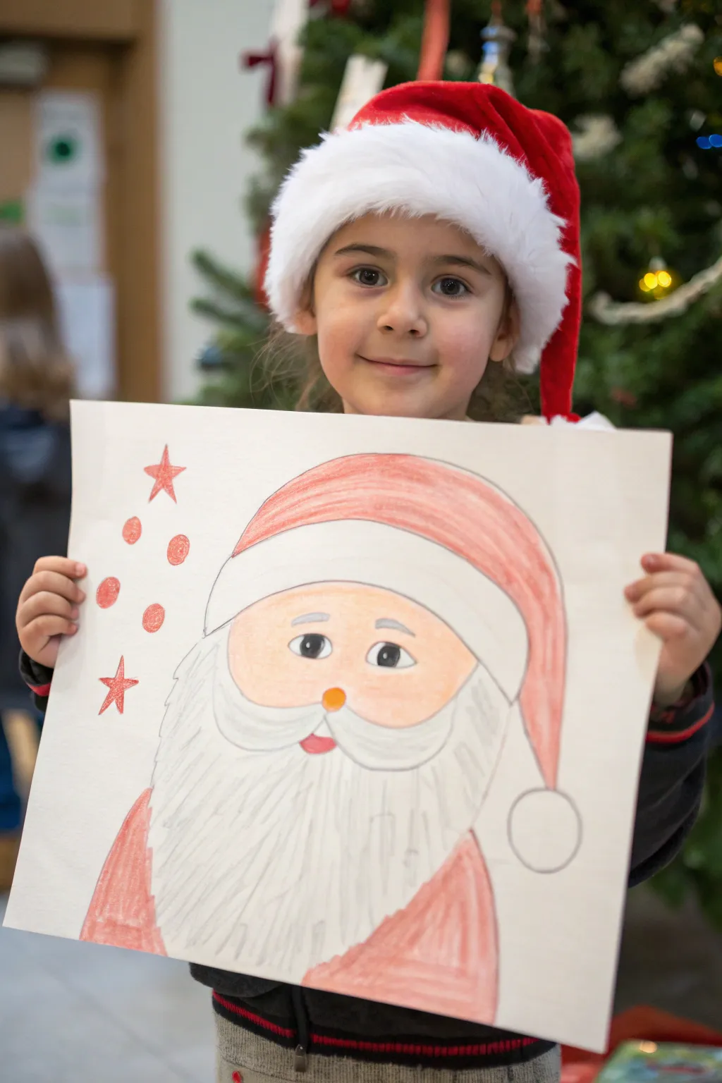 Paint an easy Santa hat portrait with simple shapes, perfect for little holiday artists