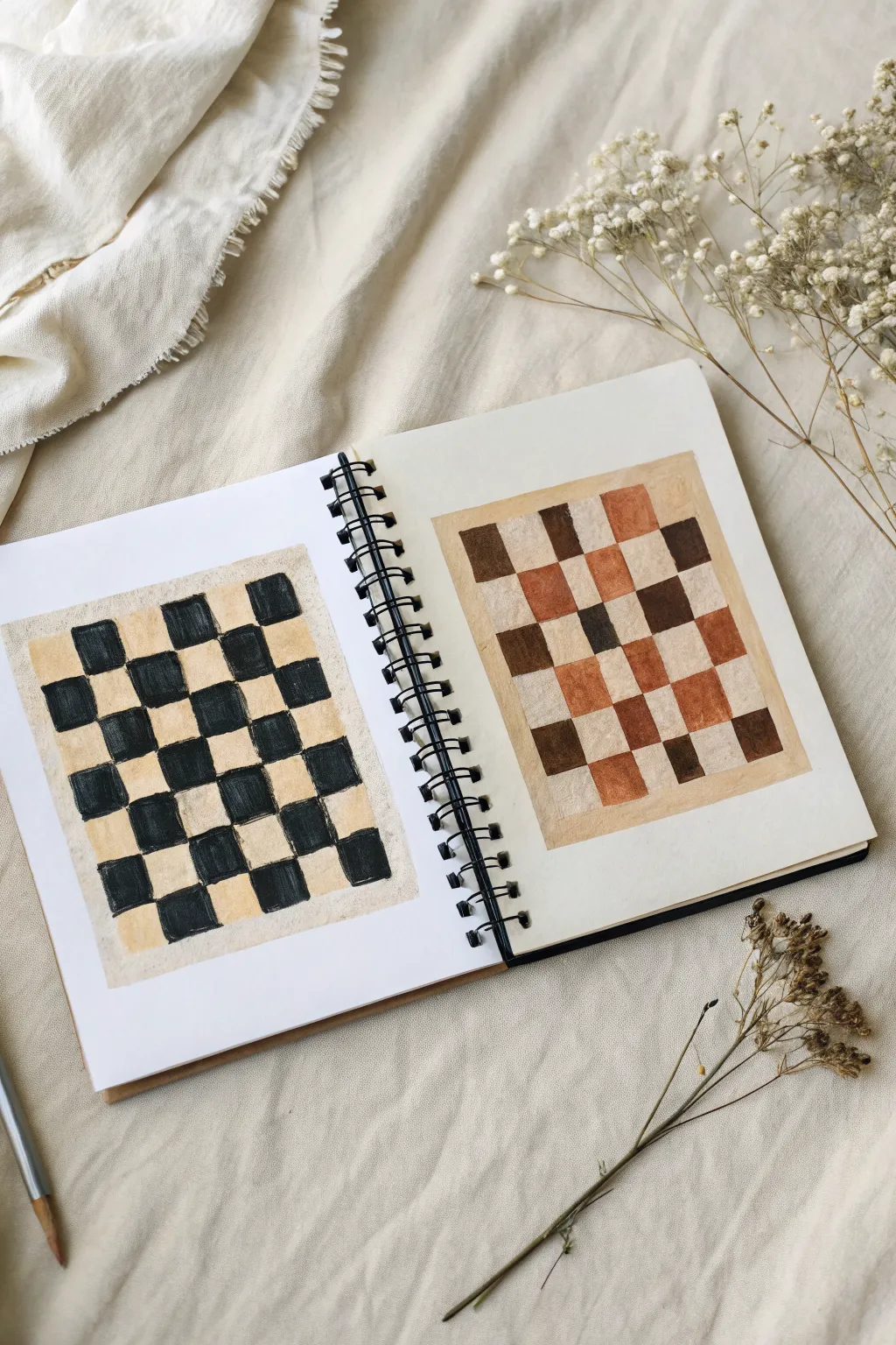 Classic checkerboard meets broken checks, a simple high-contrast pattern idea to paint today.