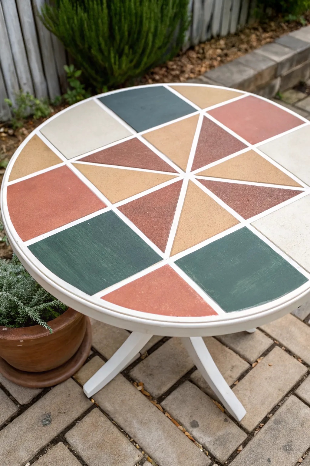 Modern color-block grid tabletop DIY with clean lines, bold contrast, and calm Scandinavian tones